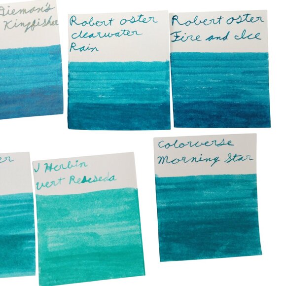 Fountain Pen Ink Samples Variety Pack Bundle of 7 Blue and Turquoise Inks - Picture 7 of 9
